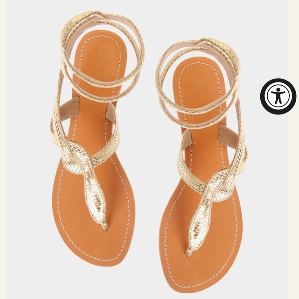 NWT ASPIGA Handcrafted White Cobra Wrap Sandals Wired Ankle Wrap Leather 38